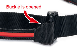 How to adjust swing belt - Step 2 - 2. Lift the slide buckle and open it.